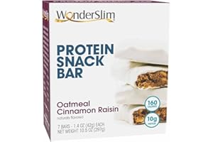 WonderSlim Protein Snack Bar, Oatmeal Cinnamon Raisin, 10g Protein, Gluten Free (7ct)
