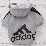 Tzou Adidog Hoodie Pet Clothes Dog Sweater Puppy Sweatshirt Warm Small Coat Christmas Gift 1-pc Set (Grey)