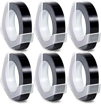 black dymo tape