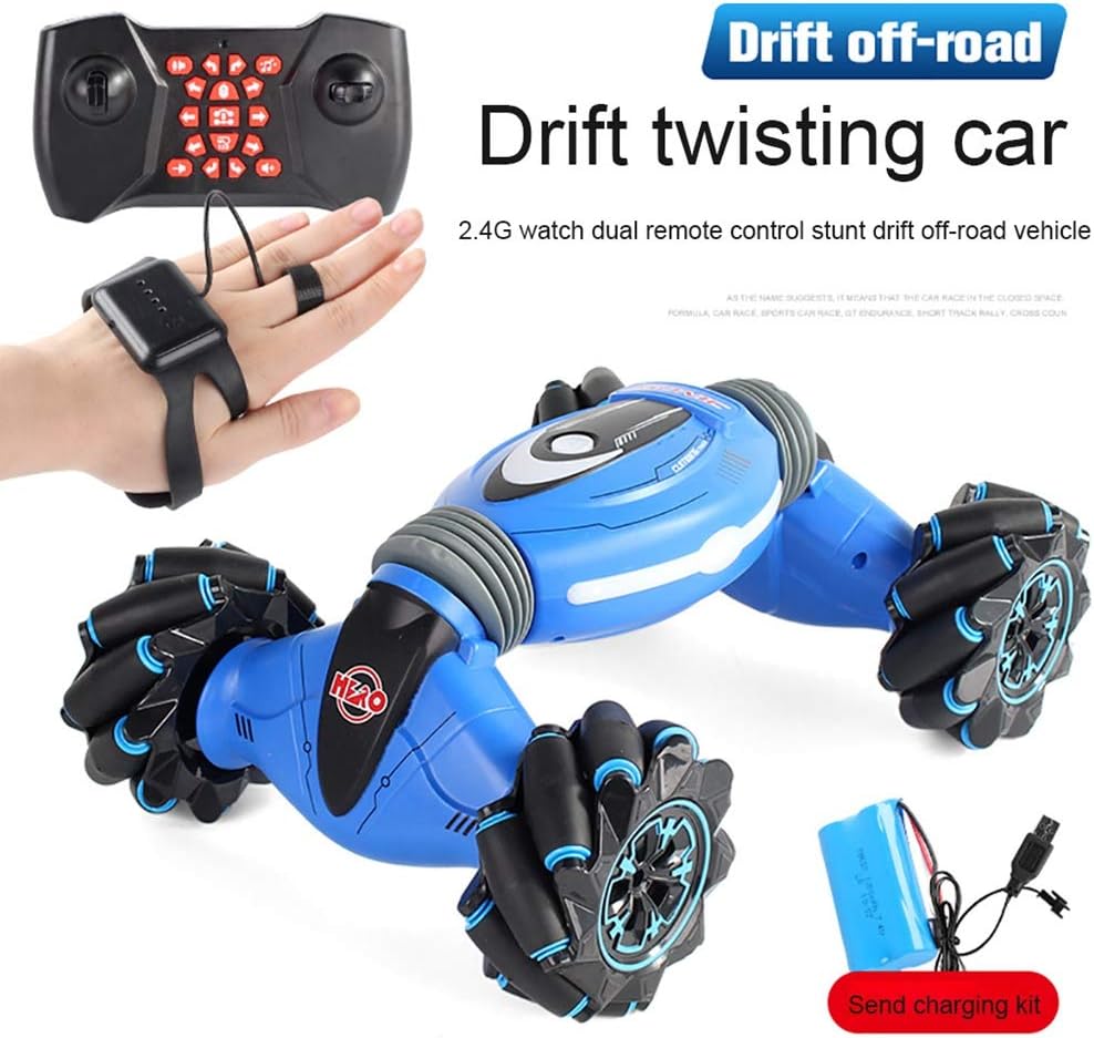 Stunt Remote Control Car - GW124 Gesture Sensing Twisting Vehicle & Rc Drift Car, 40 Minutes of Use, 7.4v (1200MA) Ultra-Large Capacity High-Speed Power for 3 4 5 6 7 8-12 Year Old Boy Toys
