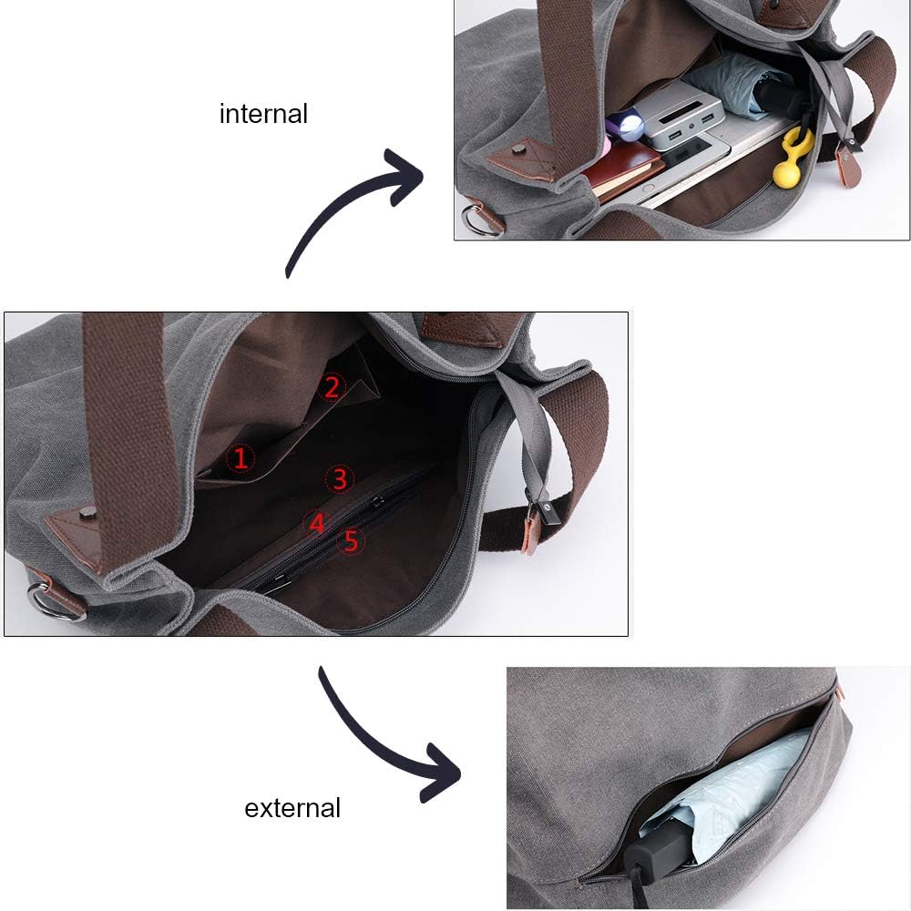 Segater Women Bag,3 Ways Convertible Canvas Vintage Shoulder Bag Handbag Crossbody bag Ladies Big Hobo Tote Shopper Travel Bag - Image 4