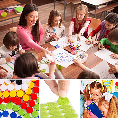 Vkey Colorful Hook and Loop Self Adhesive Fastener Dots Coins Sticky Back Heavy Duty Circles Best for Home, Office, Classroom and Crafts 6 Colors (2cm/150 Pairs) - Thumbnail 4