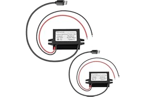 Klnuoxj DC 12V/24V to 5V USB C Step Down Converter Type-C Interface 5A 25W Waterproof Buck Module Power Adapter Compatible with Raspberry Pi 5, Pi 4, Cell Phones 2-Pack