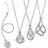 Beebeecraft 1 Box 3Pcs 3 Styles Crystal Necklace Holder Bulk 304 Stainless Steel Adjustable Empty Stone Cage Necklaces Gemstone Jewelry Metal Empty Pendant Net for Women Men Jewelry DIY Accessories