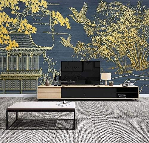 Xiutailtd セール ゴールデンラインペインティングランドスケープアーキテクチャ壁紙3dレリーフ中国の壁画ホームオフィスの装飾 450x315 Cm