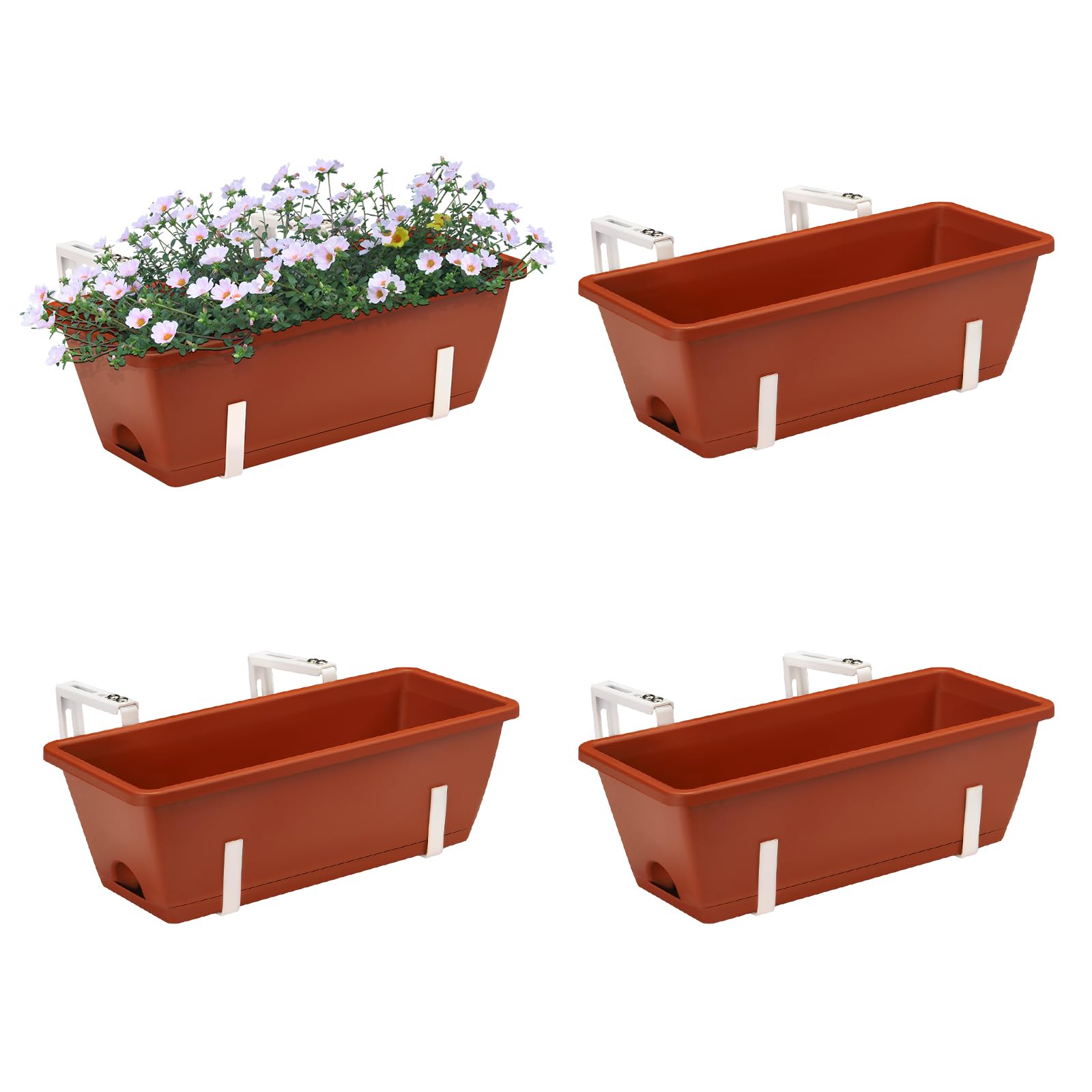 Photo 1 of SZJUANWANG Railing Planter Boxes, Deck Hanging Planters for Railing, 16.9 Inch Railing Hanging Planter, Balcony Planters Railing Hanging, Red and White (WR4)