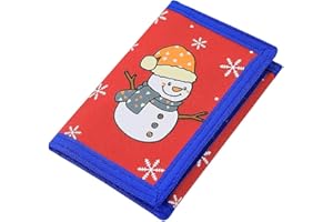 NEICY Trifold Canvas Outdoor Wallet for Kids, Cartoon Sport Wallets with Zippered Pocket, Christmas Gifts for Girls and Women (Snowman)