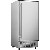 Coolake 15 Inch Wide Under Counter Ice Maker, 80lbs/Day Built-in Freestanding Ice Machine with 25lbs Storage Bin, Stainless S