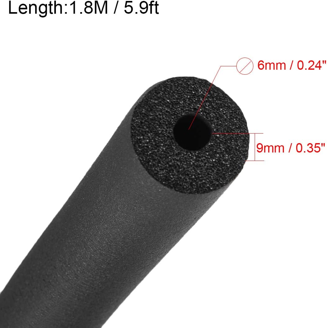 Sourcingmap Foam Hose 2/8" x 3/8" Air Conditioner Heat Insulation Pipe Black 6 Foot Length, 1/4" - Image 3