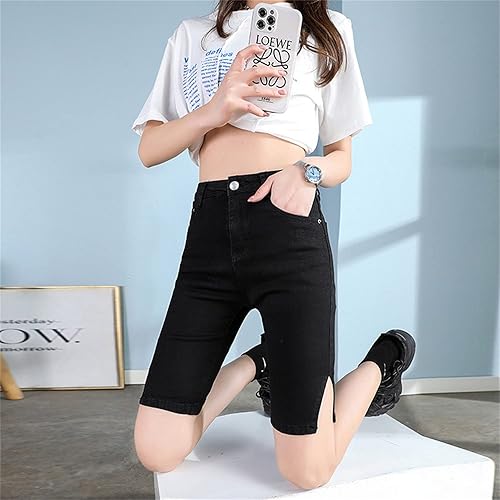 Women's Tight Denim Shorts Slits High Rise Bermuda Short Wash