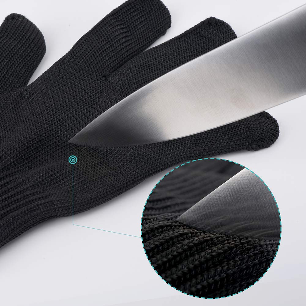 Knife Proof Cut Resistant Work Gloves, Black Chainmail Safety Work