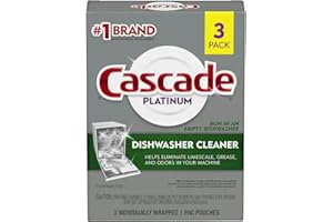 Cascade Platinum Dishwasher Cleaner, Removes Limescale Grease and Odors, 3 Pack