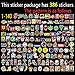 QWDDECO Sticker Pack (386-pcs) Vinyl Kawaii Decal Stickers for Laptop,Luggage,Wall,Skateboard,Bike,PS4,Xbox one,Iphone,Car-Party Favors for Kids,Adults,Teens,Boys and Girls-Graffiti Decals -Waterproof