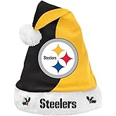 FOCO NFL Pittsburgh Steelers Plush Holiday Santa Hat Cap, Team Color, One Size