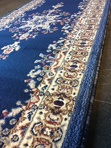 Traditional Persian Area Rug Dark Navy Blue Design 510 (31 inch X 15 feet 8 inch)