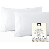 1000 Thread Count Egyptian Cotton Pillowcases Standard Queen Size – Set of 2, White, Silky Soft Sateen Weave, Luxury Hotel Quality Bed Pillow Covers, Breathable Durable Pillow Cases