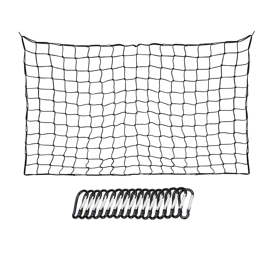BTSKY 120x182cm to 244x366cm Heavy Duty Bungee Cargo Net with 16 Metal D Clip Carabiners and Tote - Large Capacity Roof Car Trunk Mesh, Travel Luggage Rack Elasticity Roof Luggage Carrier