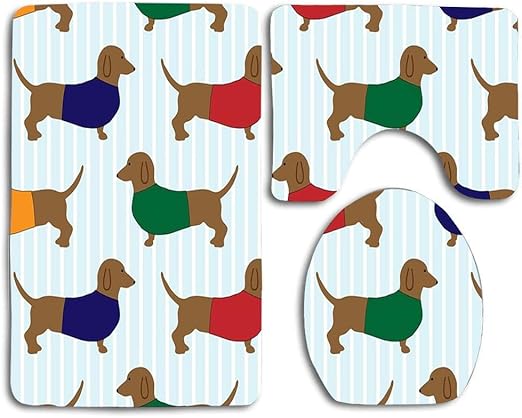 Funny Animal Toilet Mats Covers Set Soft Shower Bathroom Rugs Carpet 3pcs Set Bathmats Rugs Toilet Covers Home Garden