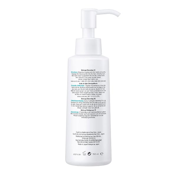 CUREL JAPANESE SKIN CARE MAKEUP CLEANSING OIL FOR FACE, OIL-BASED MAKEUP REMOVER FOR DRY, SENSITIVE SKIN, FRAGRANCE FREE FACIAL CLEANSING OIL, 5 OZ