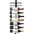 C&AHOME Wall Mounted Wine Rack, 9 Bottle Wall Mounted Wine Rack, Adjustable and Separable Metal Hanging Wine Bottle Holder, Freely Wall Wine Rack for Kitchen Pantry Bar Wine (1)