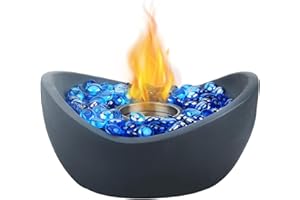 ONLYFIRE OUTDOOR LIVING Onlyfire SmokelessTabletop Fire Pit, 10" Portable Alcohol Fireplace, Concrete Ethanol Fireplace for Indoor and Outdoor use, Small Firepit, Smore Maker Home Decor, Dark Grey, Oval FP021