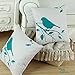 CaliTime Set of 4 Canvas Throw Pillow Covers Cases for Couch Sofa Home Decoration Vintage Birds Tree Branches Silhouette 18 X 18 Inches Black/Teal