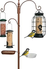DIVCHI Bird Feeder Station with 2 Dishes, Metal Stand, Hanging Pole view 1