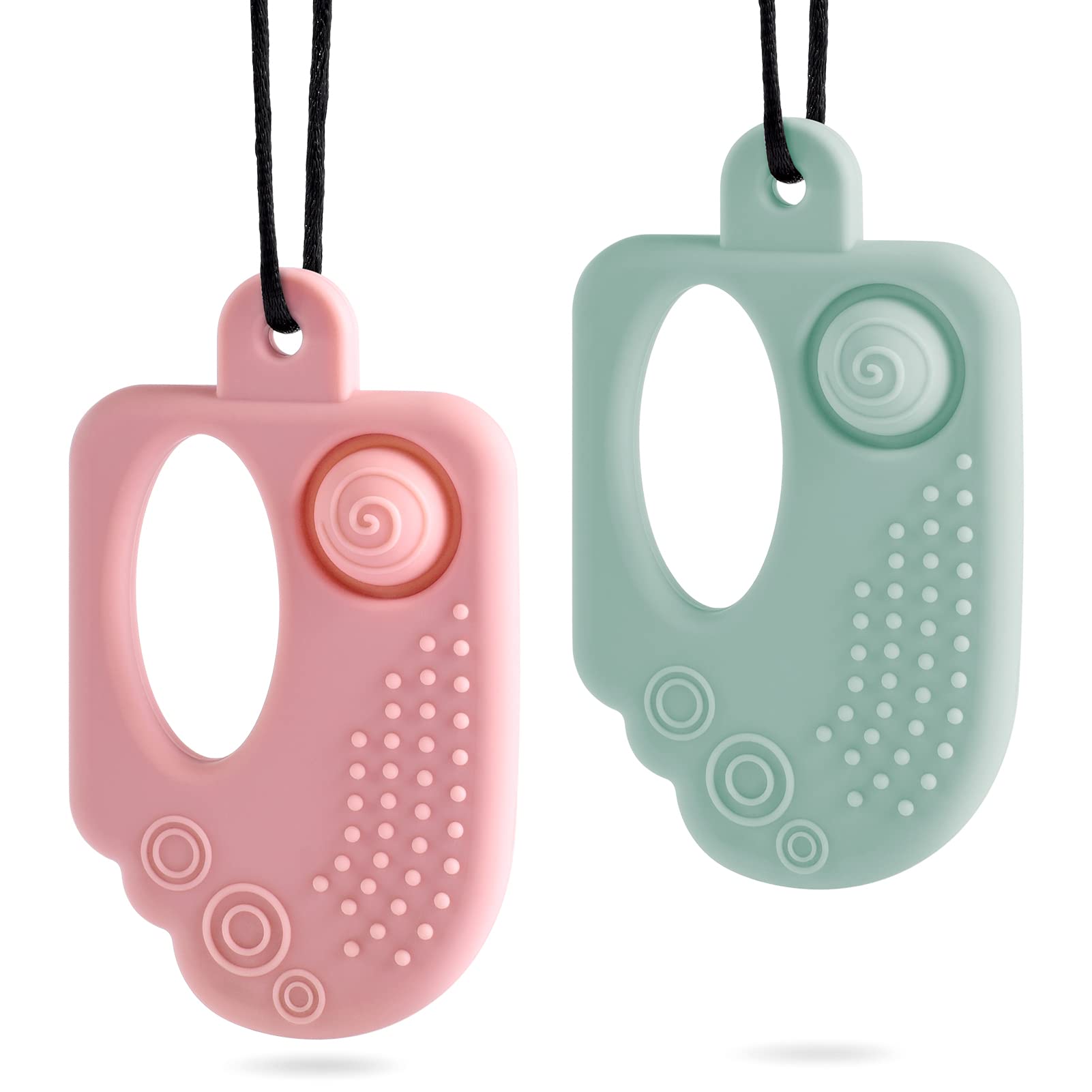 Seeway Chew Necklace, Ice Cream POP Chew Toys for Autistic Children, BPA Free Chewy Toy Autism, Effective Relief of Chewing Discomfort in Infants 【2 Pack】