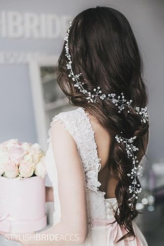 Amazon Com Wedding Crystal And Pearl Hair Vine Bridal Hair