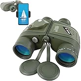 BOSTRON 10X50 Marine Binoculars with Rangefinder Compass, IPX7 Floating Waterproof Marine Binoculars for Adults with BAK4 Prism FMC Lens for Sailing Boating Navigation Bird Watching