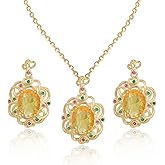 Mycitta Cubic Zirconia Jewelry Set for Women - Fashion CZ Crystal Earrings Necklace Set with Adjustable Open Ring for Women Bridal Wedding Party Prom Bride Bridesmaids Birthday Gift