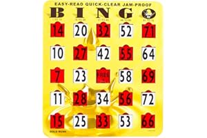 MR CHIPS Jumbo Bingo Cards with Sliding Windows - Jam Proof Gold Rush Color - 10Pk