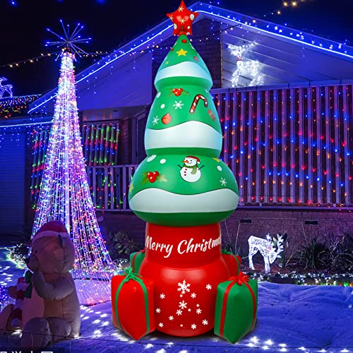 8FT Christmas Inflatables, CNDREAM Christmas Tree Inflatable, Outdoor Christmas Decorations for Xmas Holiday Party Indoor, Outdoor, Yard, Garden, Lawn Décor