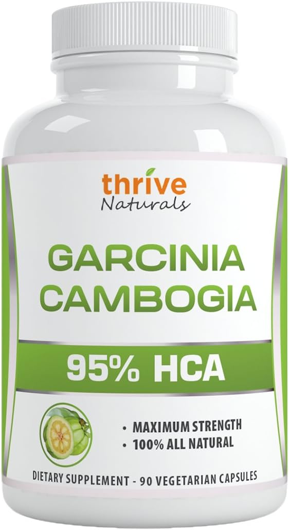 Thrive Naturals Garcinia Cambogia 95% HCA - Best Weight Loss Supplement for Men & Women - Pure Garcinia Cambogia Extract with 95% Hydroxycitric Acid - 90 Vegetarian Capsules - 1 Month Supply (1 Pack)