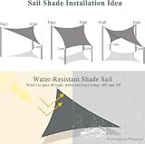 Teynewer 5x5x5m Triangle Shade Sail UV 98% Waterproof Dark Grey with Rope view 6