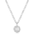 KissYan Initial Necklaces for Women, 14K Gold Plated Round Letter Pendant Capital Monogram Necklace Alphabets from A-Z Figaro
