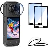 Flymile Insta 360 X5 Premium Lens Guard + 2 Pack Screen Protector Accessories Bundle, 10H Transparency Tempered Glass Film Lens Cover for Insta360 X5 Protective Kit Anti-scratch Camera[Bubble Free]