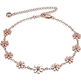 LEGENTLISUR Rose Gold/Gold/Gunmetal/Stainless Steel Color Daisy Ankle Bracelets for Women Cute Flower Anklet Adjustable Anklet Jewelry Gifts for Women