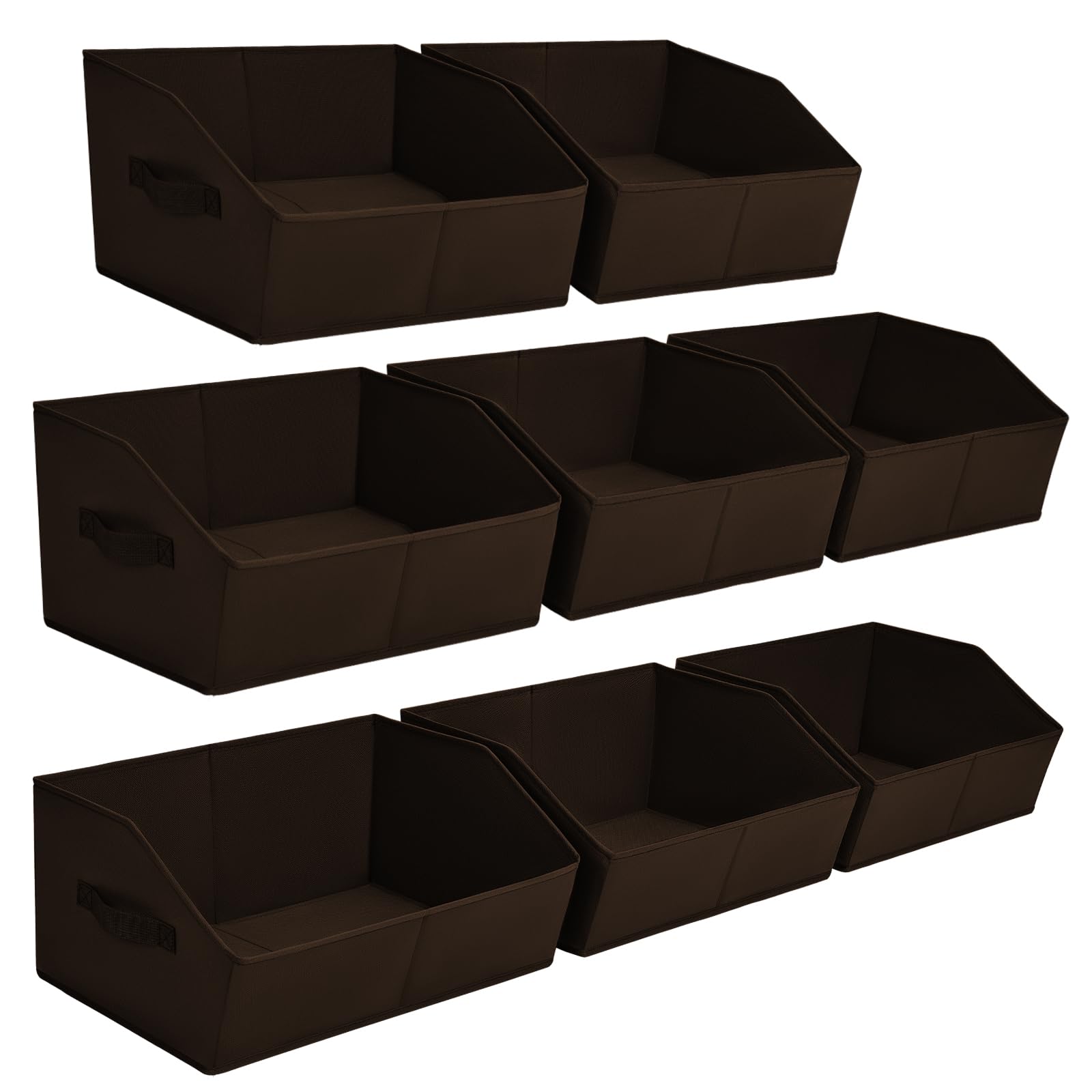 Homsorout Clothes Organizers and Storage - Fabric Cube Bins with Handles, Storage Baskets for Shelves, Trapezoid Collapsible Boxes for Home, Dorm, Office, 10 Pack, Brown Image
