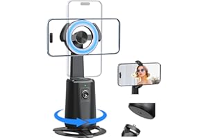 URTRY Auto Face Tracking Tripod, Magnetic Auto Face Tracking Phone Holder with 360° Rotation, No APP Required, Portable Smart Body Shooting Camera Mount for Live Vlog, Video, Rechargeable Battery