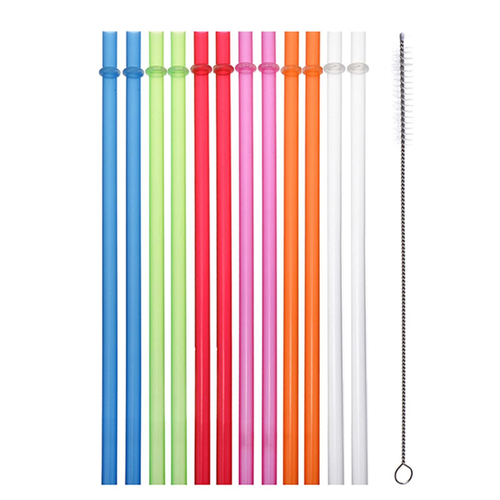 13 Inch Clear Reusable Plastic Replacement Drinking Straws Extra Long for 30oz 40oz 60oz Mason Jar Tumblers,Dishwasher Safe,Set of 12 Pcs Straws with Cleaning Brush (11inch, Clear)