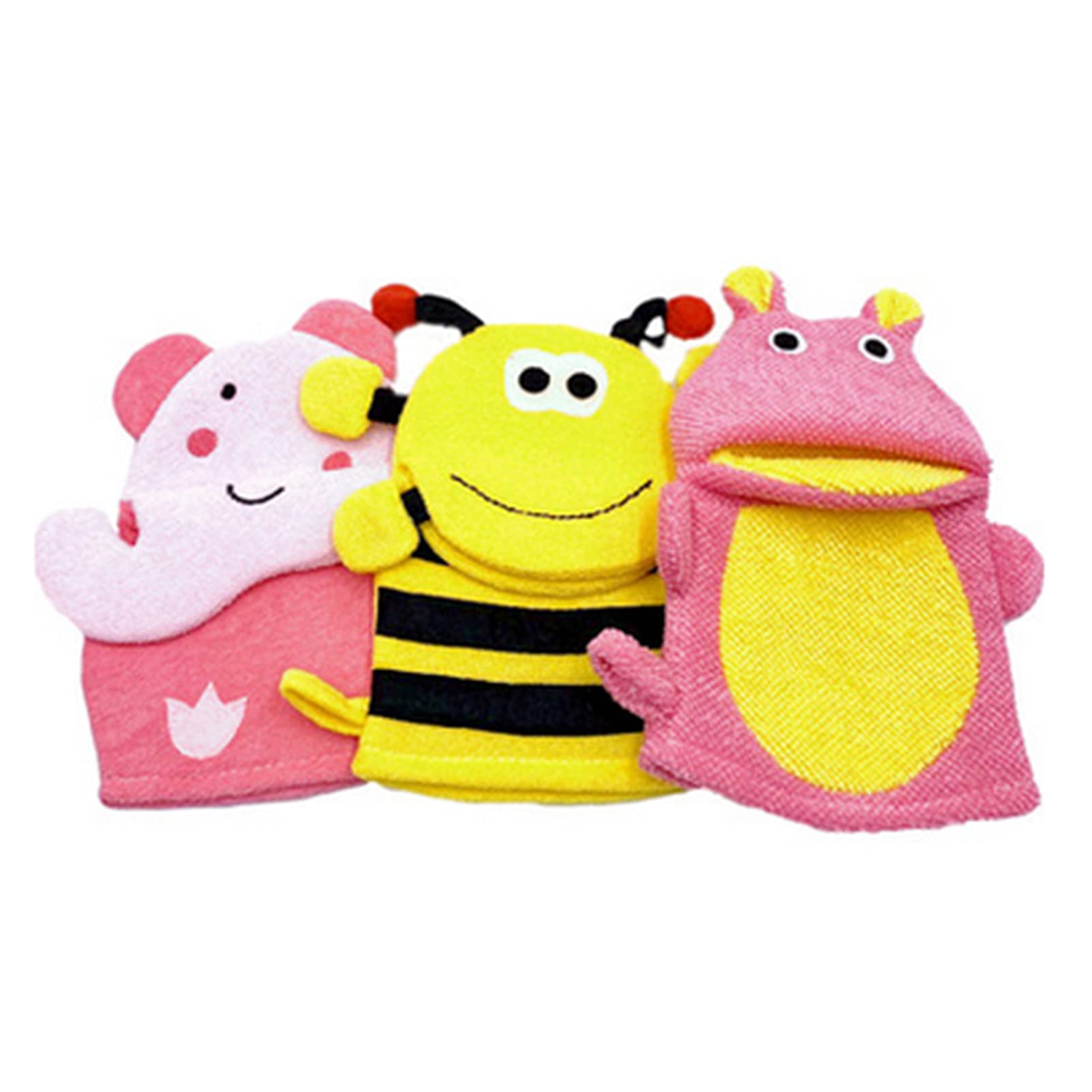 Minkissy 3pcs Cartoon Baby Kids Bath Shower Gloves Bath Sponge Animal Hand Puppet Bath Massage Mitts Towel for Toddler Children Unicorn