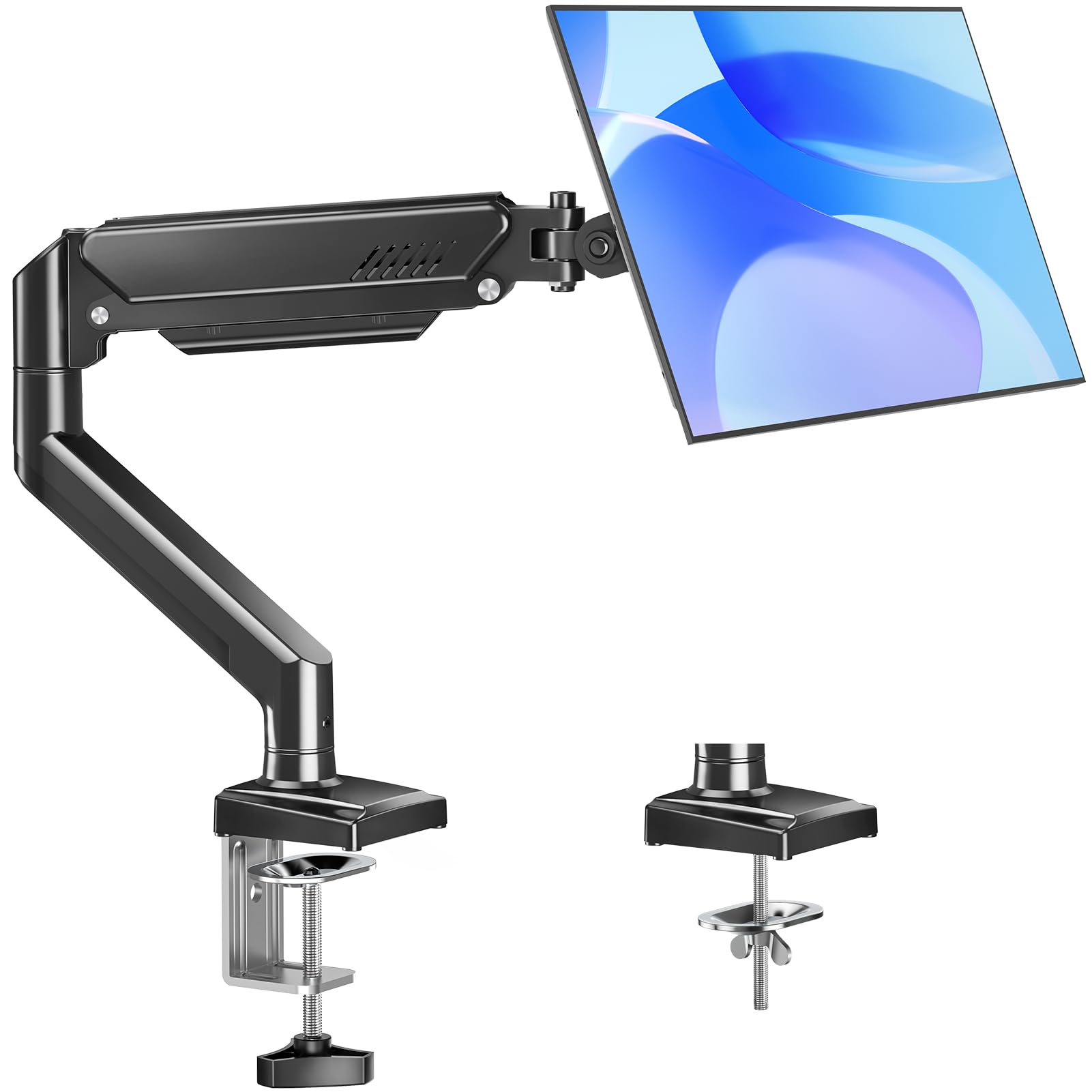 Photo 1 of Monitor Arm for 13-32 inch Screens, Monitor Desk Mount, Adjustable Height, VESA Mount with Clamp & Grommet Bases, Freelift Black