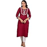 Ramkudi Womens Rayon Embroidered Kurti – Solid Indian Style Kurta for Girls | Comfortable Daily Wear Kurtis
