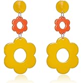 70s Earrings for Women Retro Earrings Acrylic White Earrings for Women Dangle Disco Earrings 70s Jewelry Groovy Earrings 70s Accessories