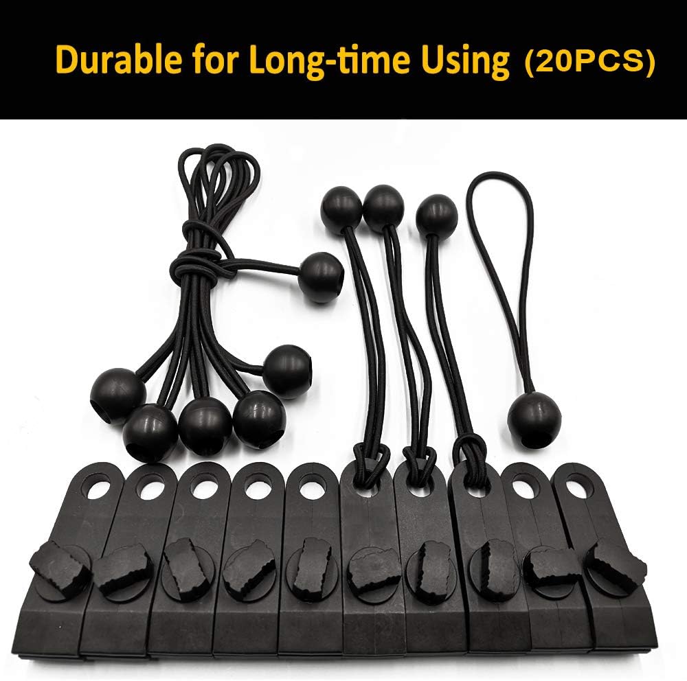Tarp Clips Heavy Duty Lock Grip - Thumb Screw Tent Clamps for Tarps with Ball Bungee 8.5 Inch Tie Down Bungee Cords for Canopy, Awnings, Pergola, Canvas Covers, Outdoor Camping, Swimming Pool (20 PCS): Home & Kitchen