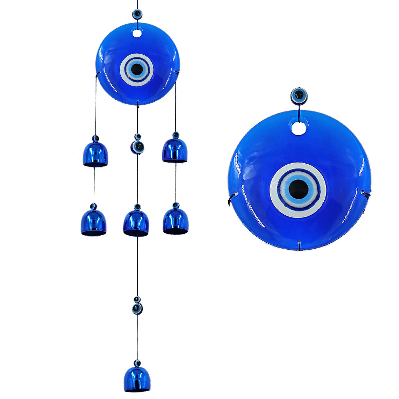 YEBON Blue Evil Eye Wind Chimes for Home Garden Decoration Quality Evil Eye Wall Hanging Ornament Gift