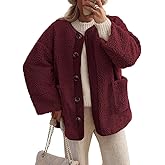 Chapsor Women's Fuzzy Fleece Jackets Long Sleeve Button Down Fuzzy Sherpa Outerwear with Pockets