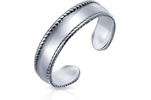 BLING JEWELRY Personalized Mid Finger Geometric Bali Round Dot or Midi Plain Band Toe Ring For Women Teen Oxidized .925 Silver Sterling Adjustable Customizable