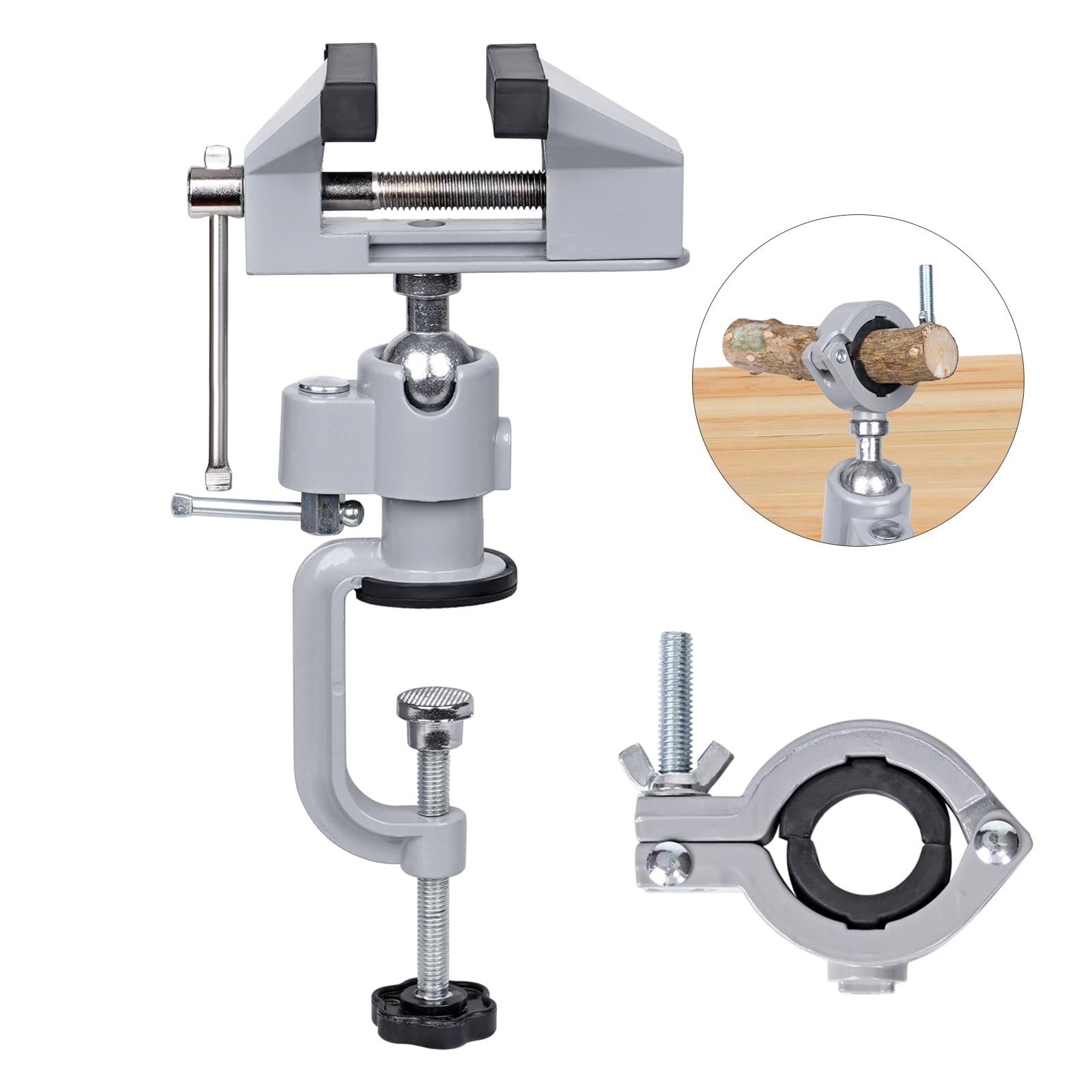 BREUAILY Mini Table Clamp Vice Aluminium Alloy High Performance Vice with 360° Rotatable and Suction Cup Universal Vice for Soldering Model Making DIY Fine Work